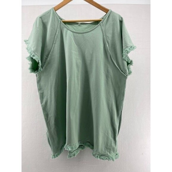Unbranded Tops - Women's Boutique Style Plus Size 2x/3x Green Tunic Top Fringe Hem Stretchy